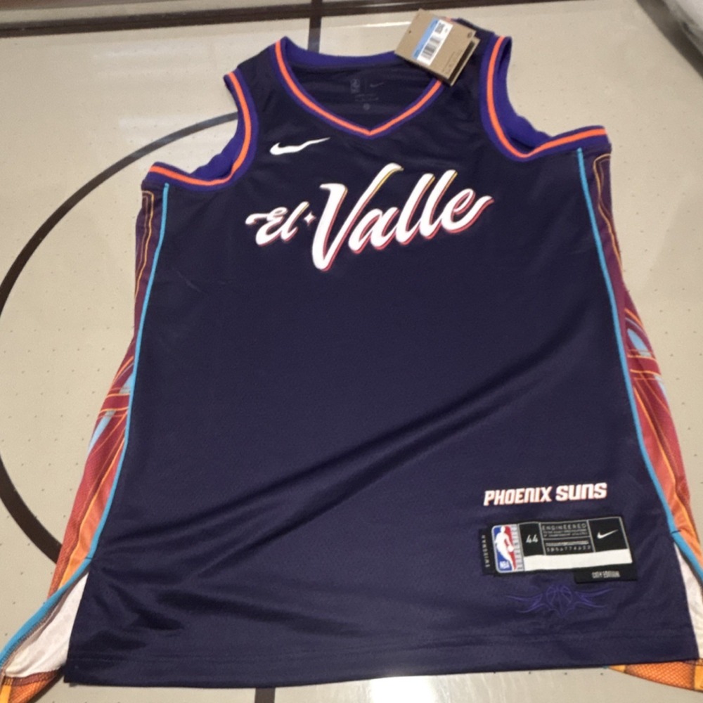 Nike NBA Phoenix Suns El Valle Basketball Jersey Purple Orange Blue Men 44